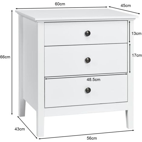 Costway Mita De Noche Con 3 Cajon, Mueble De Madera Con Acabado