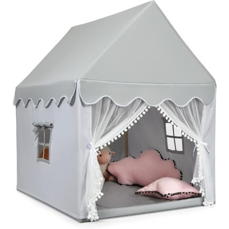 COSTWAY Tipi Infantil, Casita con Tienda Resistente para Niños, Casa con Tienda Puerta y Ventana, Castillo Juguete