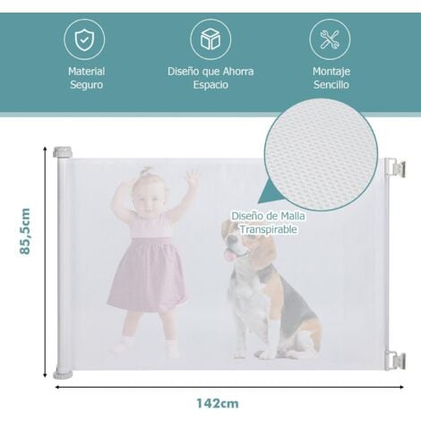 Costway Barrera Plegable de 3 Paneles para Perros Recinto de Seguridad  Extensible para Puertas Escaleras Pasillos