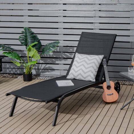 COSTWAY Tumbona para Patio con Ruedas y Tejido de Secado Rápido/Silla Reclinable en 6 Posiciones de Exterior para Piscina Patio Jardín, Carga150 kg (1/5)