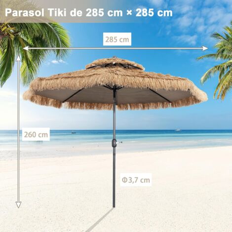 COSTWAY Sombrilla De Jardín 265 Cm – Toldo UV 50+, Manivela E Inclinación, Para Terraza, Playa O Piscina