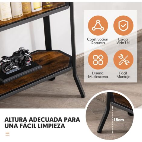 COSTWAY Mesa de Consola Estrecha/Mesa de Sofá Estrecha con Estantes Abiertos/Mesa de Entrada de 3 Niveles para Pasillo, Sala de Estar, Marrón Rústico