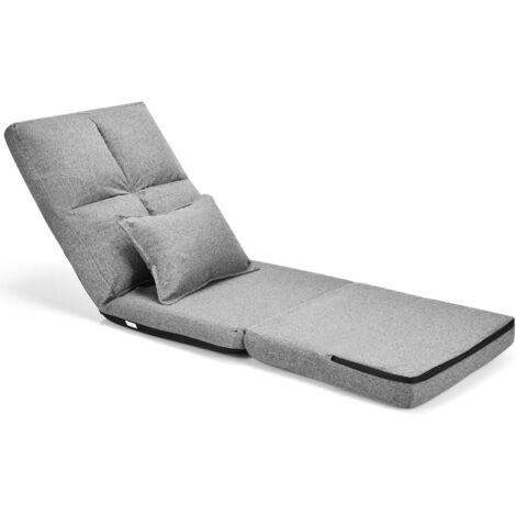 COSTWAY Sofá de Suelo con Respaldo Ajustable Silla Plegable con Función Reclinable y Cojín Lumbarde Asiento Meditación Carga hasta 100kg (Gris) (1/5)