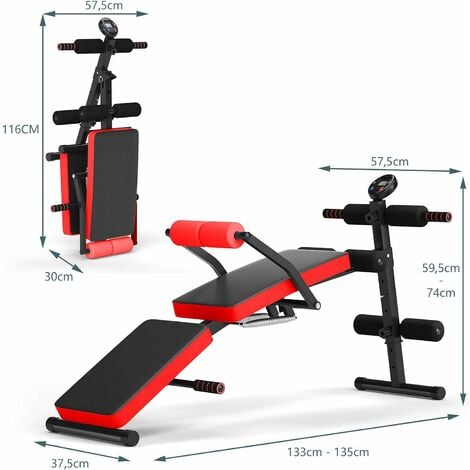 Banco para ejercicio multifuncional ajustable para entrenamiento de cuerpo  completo con diseño plegable para el hogar multi-posiciones gym para pesas  y mas.