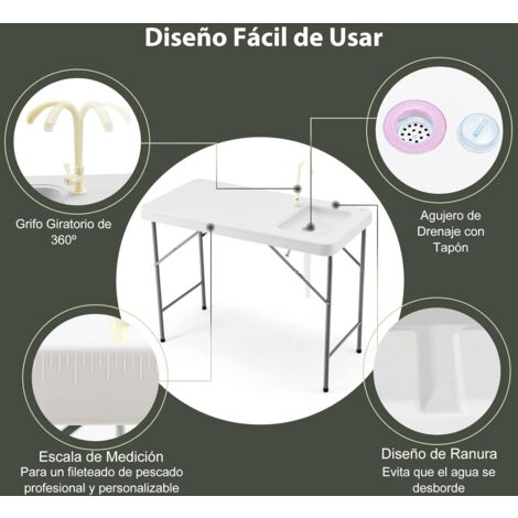 Mesa Enfriadora De Hielo Plegable - Con Doble Bandeja Y Falda Desmontable, Ideal Para Camping Y Barbacoas
