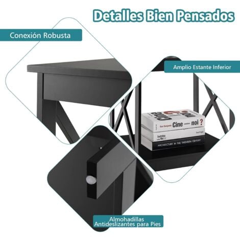 HOMCOM Mesa de Centro Café Mesa Auxiliar de Salón de Forma S con  Compartimento Abierto 2 Niveles Diseño Elegante 50x50x50 cm Blanco