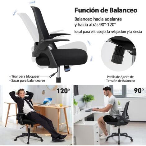 HAMHAIGO Silla De Oficina Ergonómica, Silla De Oficina Con Reposacabezas, Reposabrazos, Soporte Lumbar, Altura Regulable, Oscilación De 90grados - 120grados, Silla Giratoria, Capacidad De Peso 150 Kg