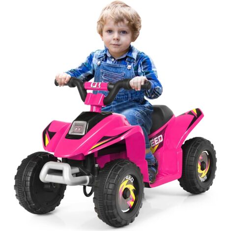 COSTWAY Mini Cuatriciclo ATV para Niños Batería 6V, Infantil Coche Eléctrico Marcha Adelante y Atrás, Seguro de Utilizar, Velocidad Máxima 4,6 km/h, Vehículo Motorizado (Rosa)
