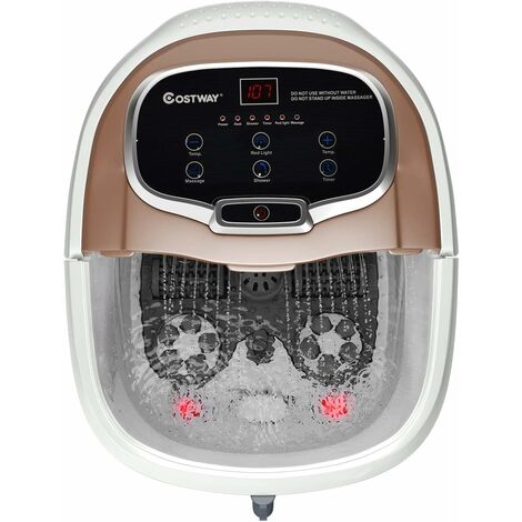 COSTWAY Bañera para Pies Masajeador de Baños para Pies Eléctrico Temporizador de 10-60 Minutos / 35-48 ℃ / 500W con Rodillo de Masaje (Café)