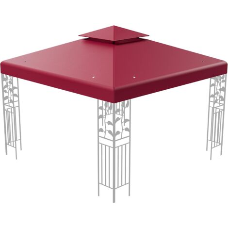 COSTWAY Toldo de Recambio para Cenador de 2 Pisos de 300 cm x 300 cm, Toldo con Hebillas de Aluminio, Ganchos y Cierres de Velcro, Cubierta de Carpa Cuadrada, Cubierta de Pabellón de Poliéster (Vino) (1/5)
