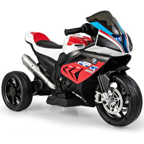 COSTWAY BMW 6V Moto Montable para Niños, Motocicleta Infantil de 3 Ruedas con Faro, Asiento Cómodo, Reposapiés Grande, Juguete para Niños de 37 a 96 Meses, Moto Eléctrica Infantil (Rojo)