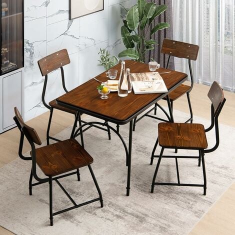 Conjunto de mesa de madera y 4 sillas