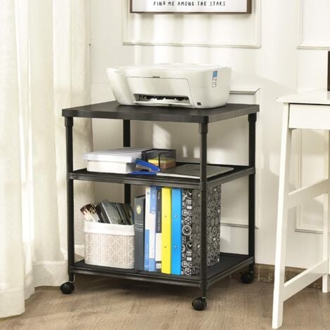  Soporte de metal para impresora de escritorio, soporte para  carrito de impresora móvil de 2 niveles con ruedas, soporte para impresora  debajo del escritorio, estante para carrito de libros con amplio