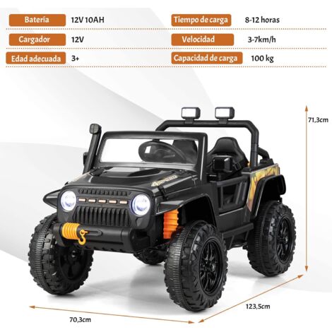 Coche Eléctrico Infantil 24V Con Dos Asientos, Control Remoto Parental, Música, Luces LED Y Suspensión De Resorte, Apto Para 3+ Años Y Hasta 50 Kg