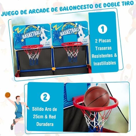 COSTWAY Mini Canasta Baloncesto Habitacion, Juego de Baloncesto de Doble  Tiro, 4 Balones, Bomba de Inflado