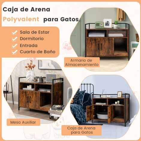 COSTWAY Caja de Arena para Gato, Aseo Gatos Mascotas de Madera