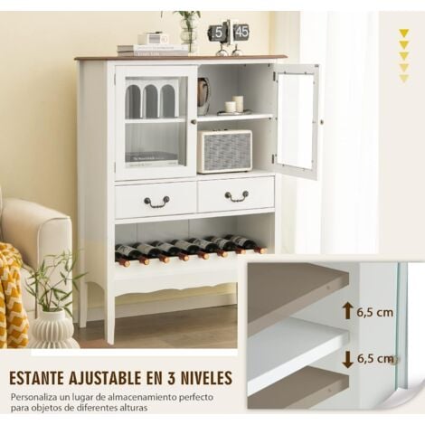 Mueble Auxiliar de Cocina con 2 Puertas 2 Cajones Estante Ajustable  Gabinete de Almacenamiento Buffet para Comedor 100 x 40 x 78 cm Blanco -  Costway