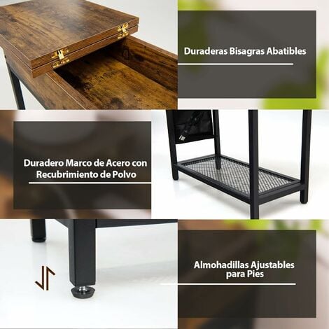 Mesa consola de 3 niveles con cajón, mesa decorativa de madera de 47  pulgadas con estantes de almacenamiento abiertos, fácil montaje, mesa  auxiliar
