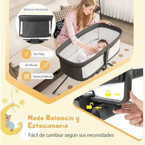 HOMCOM Cuna de Viaje Plegable para Bebes y Niños hasta 15 kg con 2 Ruedas y  Bolsillo Lateral Cuna Portátil con Bolsa de Transporte Parque de Juegos