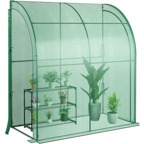 Costway – Mini invernadero portátil de pared 2x1x2m – Cubierta PE impermeable y solar – Estante de 3 niveles – Puertas enrollables con cremallera (1/5)