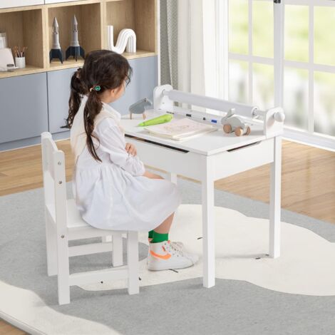 Mesa De Tren De Madera COSTWAY Con 94 Accesorios – Tableros Reversibles Y 3 Cajones Para Niños De 3+ Años – Juguete Educativo Y Creativo