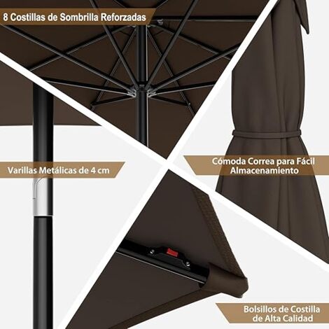 Sombrilla Solar De 7.5 Pies 18 Luces Led, Sombrilla De 75 Pies 18 Luces Led Sombrilla De Jm
