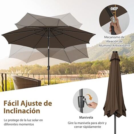 Sombrilla Solar De 7.5 Pies 18 Luces Led, Sombrilla De 75 Pies 18 Luces Led Sombrilla De Jm