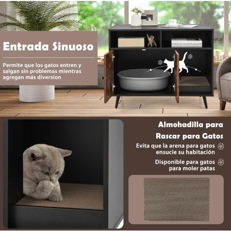 Muebles de caja de arena para gatos, gabinete de caja de arena oculta para  gatos, mesa auxiliar de madera para gatos, muebles para gatos de interior