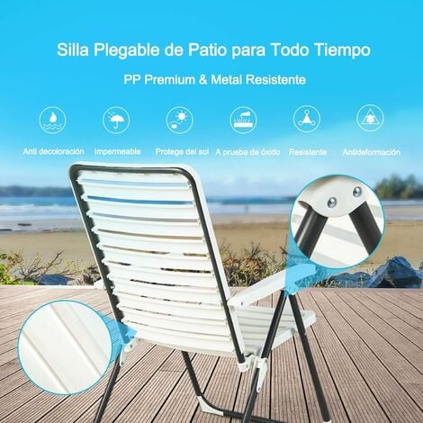 Silla de playa plegable, reclinable portátil, sillas de playa, con  reposacabezas, azul, gris, rojo (color rojo)