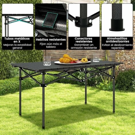 Mesa de picnic portátil con bolsa de transporte, mesa plegable de madera  plegable de altura ajustable, mesa de piso enrollable para patio, jardín