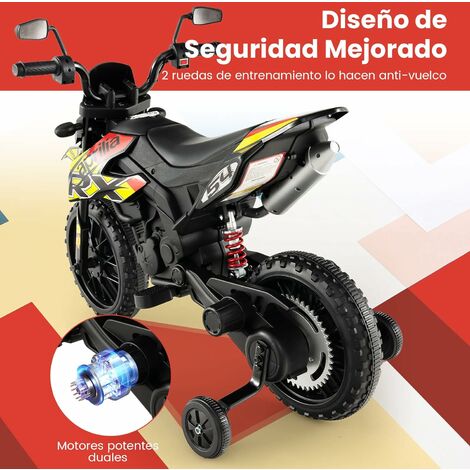 COSTWAY 12V Aprilia Moto Electrica Niños, Motocicleta eléctrica para niños  con 2 Ruedas de Soportes, Motos