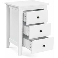 COSTWAY Mesita de Noche con 3 Cajones Cajonera Moderna Mesita de Noche para Sala de Estar Dormitorio, Color Blanco
