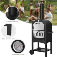 Horno De Pizza Exterior COSTWAY De 2 Capas - Con Piedra De Pizza, Pala Y Cubierta, Portátil, Ideal Para Jardín Y Camping