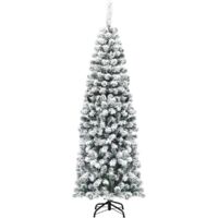 COSTWAY Árbol de Navidad Artificial con Soporte de Metal,Agujas de PVC y Decorativa Nieve para Hogar Oficina Fiesta Altura de 180cm
