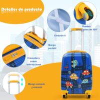 COSTWAY Set 2 Maletas para Niños, Set Maleta Rígida 32 cm con Ruedas y  Mochila con