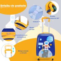 COSTWAY Set 2 Maletas para Niños, Set Maleta Rígida 27 cm con Ruedas y  Mochila con
