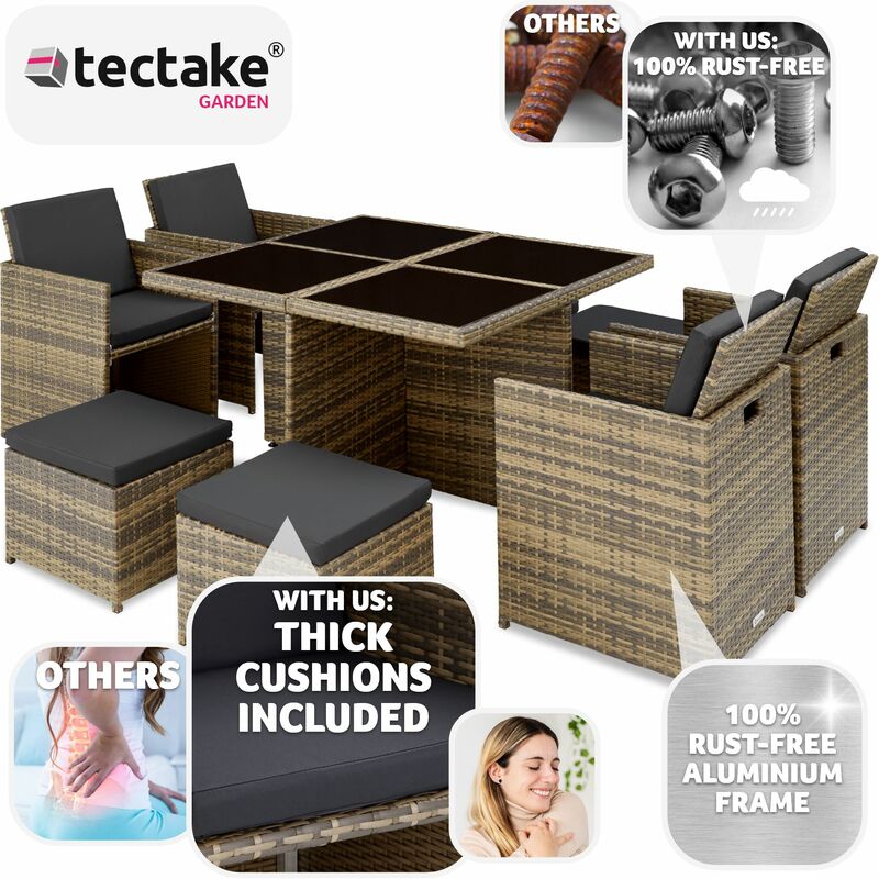 Rattan garden furniture set Manhattan 8 seats 1 table garden