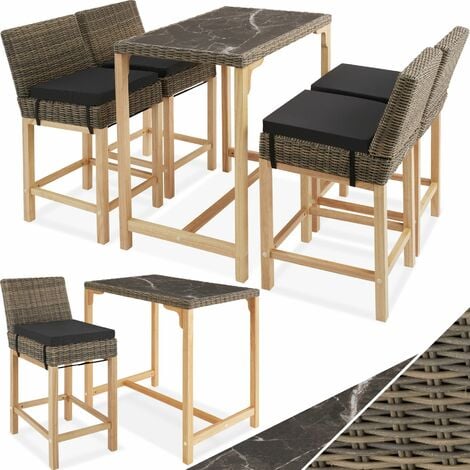 Garden Table and Chairs - dining table Kutina with 4 bar stools Latina - dining table, outdoor table and chairs, garden dining set - nature