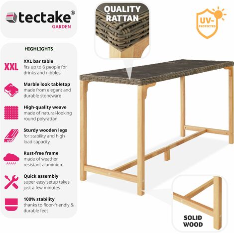 Garden Table Lovas - outdoor dining table, 161 x 64.5 x 99.5 cm - dining table, kitchen table, bar table - nature