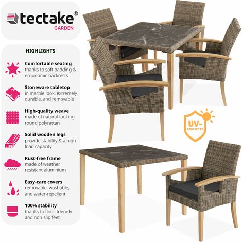 Garden Table and Chairs - Tarent dining table and 4 Rosarno chairs - dining table, outdoor table and chairs, garden dining set - nature