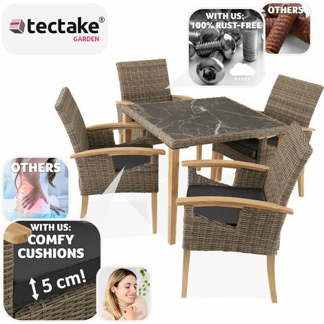 Garden Table and Chairs - Tarent dining table and 4 Rosarno chairs - dining table, outdoor table and chairs, garden dining set - nature