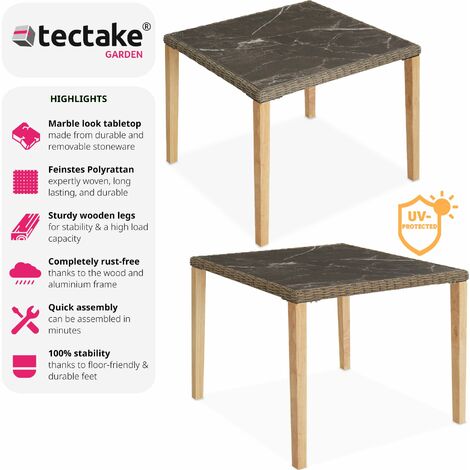 Garden Table Tarent - outdoor dining table, 93.5 x 93.5 x 75 cm - dining table, kitchen table, rattan table - nature