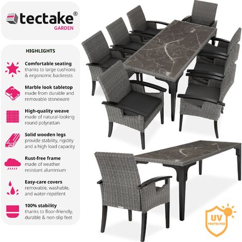 Garden Table and Chairs - Foggia dining table, 8 Rosarno armchairs - dining table, outdoor table and chairs, garden dining set - grey