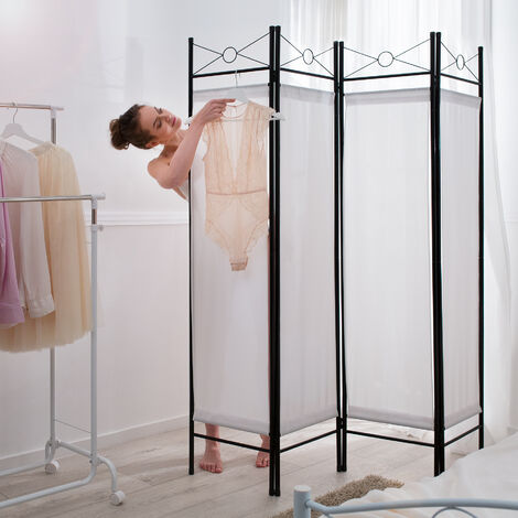 Room Divider Screen - 4-section privacy screen, foldable, 180 x 160 cm - room divider screen, partition wall, divider - white