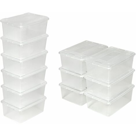 Storage Boxes - 6-piece set with lids, ventilation openings, 33 x 23 x 12 cm - plastic storage box, storage box with lid, storage container