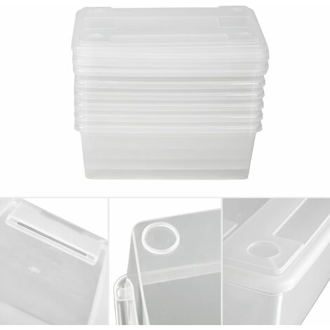 Storage Boxes - 6-piece set with lids, ventilation openings, 33 x 23 x 12 cm - plastic storage box, storage box with lid, storage container