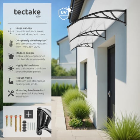 Canopy Transparent - solid front door rain shelter - door canopy, awning, front door canopy - 200 cm