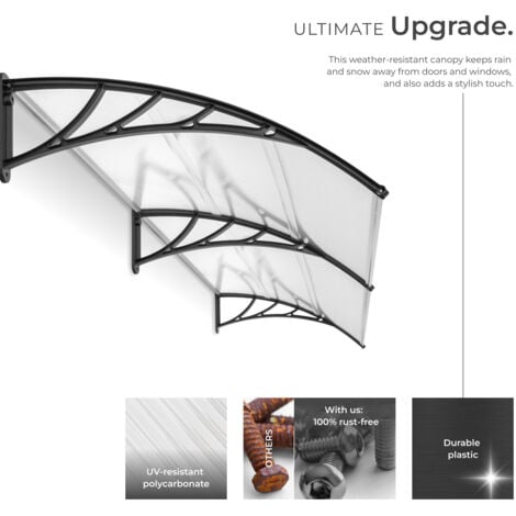 Canopy Transparent - solid front door rain shelter - door canopy, awning, front door canopy - 200 cm