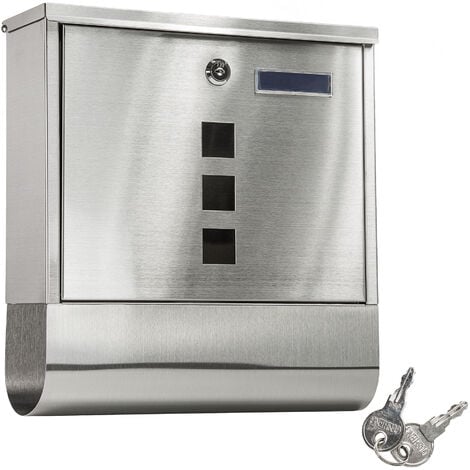 Mailbox with newspaper tube type 1 stainless steel - letterbox, post box, stainless steel letterbox - silver