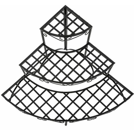 Plant Stand- 3 tiers, corner, fan-shaped design, 60 x 60 x 60 cm - outdoor plant stand, pot stand, plant shelf